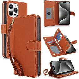Mobigear Wallet iPhone 15 Pro Hoesje Bookcase Portemonnee - Bruin