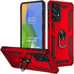 Mobigear Armor Ring Samsung Galaxy A73 Hoesje Hardcase Backcover Shockproof met Ringhouder - Rood