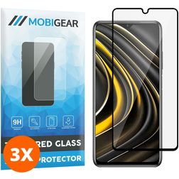 Mobigear Premium POCO M3 Glazen Screenprotector - Case Friendly - Zwart (3-Pack)