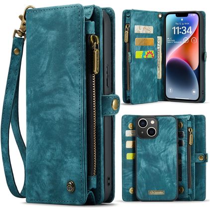 Caseme 008 iPhone 15 Hoesje Uitneembare 2in1 Bookcase Portemonnee - Blauw