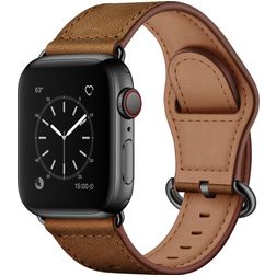 Mobigear Venezia Leren Apple Watch Bandje Gespsluiting - 49/46/45/44 mm - Bruin