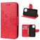 Mobigear Flowers iPhone 12 Hoesje Bookcase Portemonnee - Rood