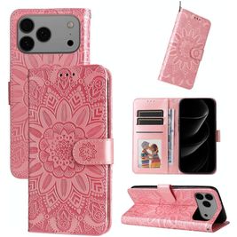 Mobigear Sunflower iPhone 17 Pro Max Hoesje Bookcase Portemonnee - Roze