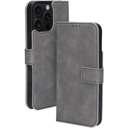 Mobiparts Classic Wallet MagSafe iPhone 16 Pro Max MagSafe Hoesje Bookcase Portemonnee - Granite Grey