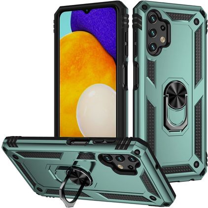 Mobigear Armor Ring Samsung Galaxy A13 4G Hoesje Hardcase Backcover Shockproof met Ringhouder - Groen
