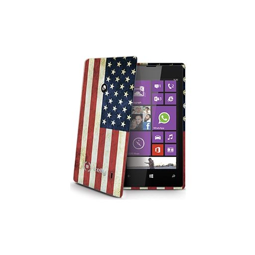 Celly Gelskin Nokia Lumia 520 Hoesje Flexibel TPU Backcover - Vintage USA-vlag