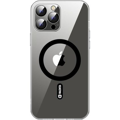 Valenta Doorzichtig iPhone 14 Pro Max MagSafe Hoesje Gehard Glas Backcover - Transparant