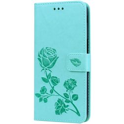 Mobigear Roses Samsung Galaxy J6 Plus Hoesje Bookcase Portemonnee - Turquoise