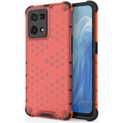 Mobigear Honeycomb OPPO Reno 7 4G Hoesje Hardcase Backcover Shockproof - Rood