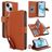 Mobigear Wallet iPhone 15 Plus Hoesje Bookcase Portemonnee - Bruin
