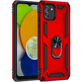 Mobigear Armor Ring Samsung Galaxy A03 Hoesje Hardcase Backcover Shockproof met Ringhouder - Rood