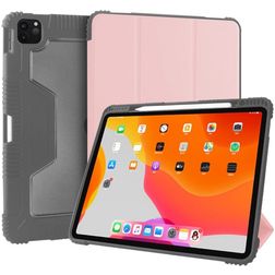 Mutural Tri-Fold Tough iPad Pro 12.9 Inch (2022) Hoes Bookcase + Stylus Houder - Zwart / Roségoud