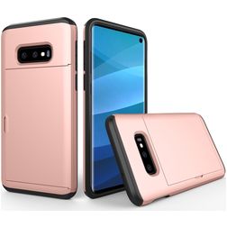 Mobigear Card Samsung Galaxy S10e Hoesje Hardcase Backcover Shockproof met Pasjeshouder - Roségoud