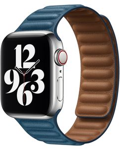 Mobigear Bumpy Leren Apple Watch Bandje Magneetsluiting - 42/41/40/38 mm - Blauw