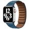 Mobigear Bumpy Leren Apple Watch Bandje Magneetsluiting - 49/46/45/44 mm - Blauw