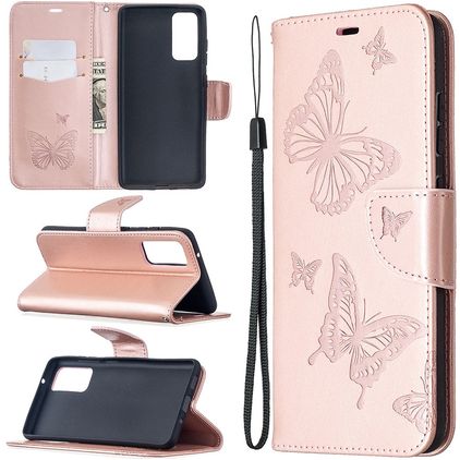 Mobigear Butterfly Samsung Galaxy S20 FE Hoesje Bookcase Portemonnee - Roségoud