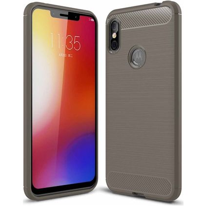 Mobigear Brushed Slim Motorola One Power Hoesje Flexibel TPU Backcover - Grijs