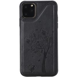 Mobigear Tree Wallet iPhone 11 Pro Max Hoesje Backcover Shockproof met Pasjeshouder en Standaard - Zwart