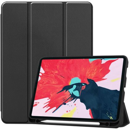 Mobigear Tri-Fold Gel iPad Pro 11 Inch (2022) Hoes TPU,Kunstleer Bookcase + Stylus Houder - Zwart