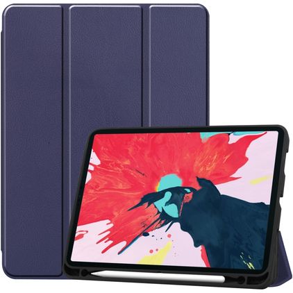 Mobigear Tri-Fold Gel iPad Pro 11 Inch (2022) Hoes TPU,Kunstleer Bookcase + Stylus Houder - Donkerblauw