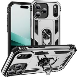 Mobigear Armor Ring iPhone 18 Pro Hoesje Hardcase Backcover Shockproof met Ringhouder - Zilver