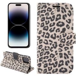 Mobigear Leopard iPhone 14 Pro Max Hoesje Bookcase Portemonnee - Bruin