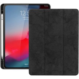 Mobigear Tri-Fold Gel iPad Pro 12.9 Inch (2018) Hoes TPU,Kunstleer Bookcase + Stylus Houder - Zwart