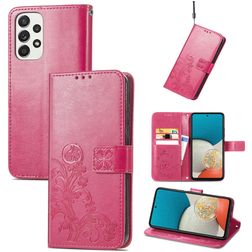 Mobigear Clover Samsung Galaxy A73 Hoesje Bookcase Portemonnee - Magenta