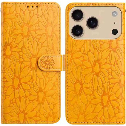 Mobigear Flowers iPhone 18 Pro Hoesje Bookcase Portemonnee - Geel