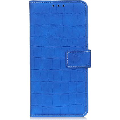 Mobigear Croco OPPO A74 4G Hoesje Bookcase Portemonnee - Blauw