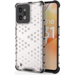 Mobigear Honeycomb Realme C31 Hoesje Hardcase Backcover Shockproof - Wit
