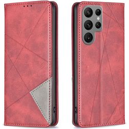 Mobigear Rhombus Slim Samsung Galaxy S23 Ultra Hoesje Bookcase - Rood