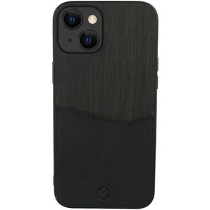 Valenta Card Slot iPhone 13 Hoesje Echt Leer Backcover met Pasjeshouder - Zwart