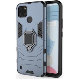 Mobigear Armor Ring Realme C21Y Hoesje Hardcase Backcover Shockproof met Ringhouder - Blauw
