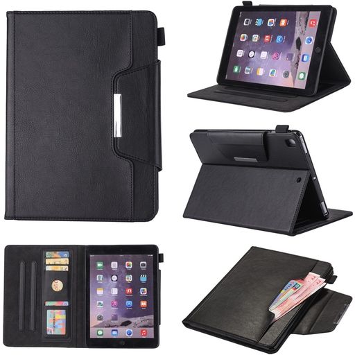 Mobigear Luxury iPad 9 (2021) Hoes Bookcase + Stylus Houder - Zwart