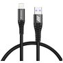 Mobigear Nylon USB-A naar Apple Lightning Kabel 0.4 Meter - Zwart