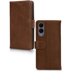 Mobilize Wallet Samsung Galaxy S25 Edge Hoesje Echt Leer Bookcase Portemonnee - Bruin