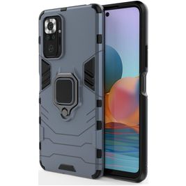 Mobigear Armor Ring Xiaomi Redmi Note 10 Pro Hoesje Hardcase Backcover Shockproof met Ringhouder - Blauw