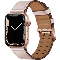 Mobigear Milano Leren Apple Watch Bandje Gespsluiting - 49/46/45/44 mm - Roségoud