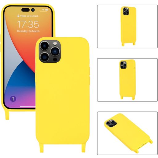 Mobigear Lanyard iPhone 14 Pro Siliconen Hoesje met koord - Geel