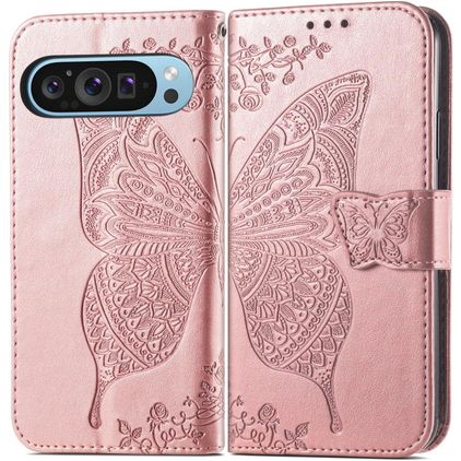 Mobigear Butterfly Google Pixel 10 Pro XL Hoesje Bookcase Portemonnee - Roségoud