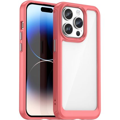 Mobigear Crystal iPhone 15 Pro Hoesje Hardcase Backcover - Transparant / Rood