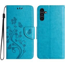 Mobigear Flowers Samsung Galaxy A36 Hoesje Bookcase Portemonnee - Blauw