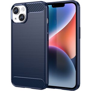 Mobigear Brushed Slim iPhone 15 Hoesje Flexibel TPU Backcover - Blauw