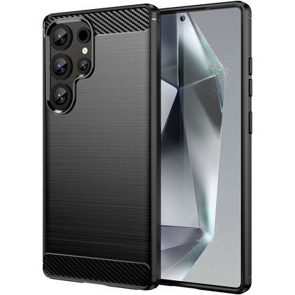 Mobigear Brushed Slim Samsung Galaxy S25 Ultra Hoesje Flexibel TPU Backcover - Zwart