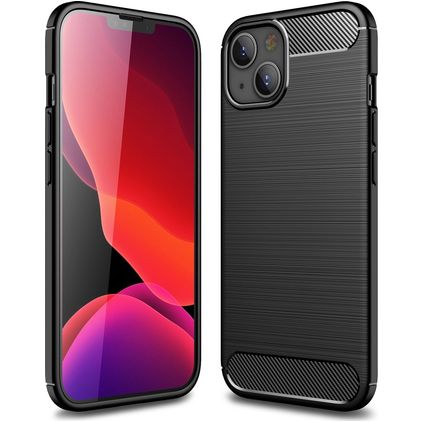 Mobigear Brushed Slim iPhone 13 Hoesje Flexibel TPU Backcover - Zwart
