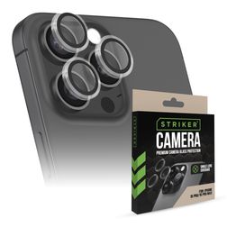 Striker Single Lens iPhone 15 Pro Glazen Camera Lens Protector - Case Friendly - Zwart