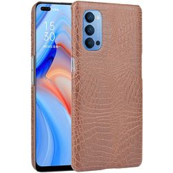 Mobigear Croco OPPO Reno 4 Hoesje Hardcase Backcover - Bruin