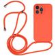 Mobigear Lanyard iPhone 14 Pro Siliconen Hoesje met koord - Oranje