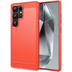 Mobigear Brushed Slim Samsung Galaxy S25 Ultra Hoesje Flexibel TPU Backcover - Rood